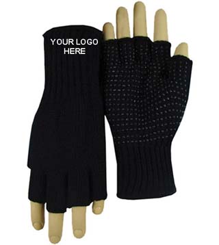 BLK-ICO-240 - Embroidered Fingerless Gripper Gloves