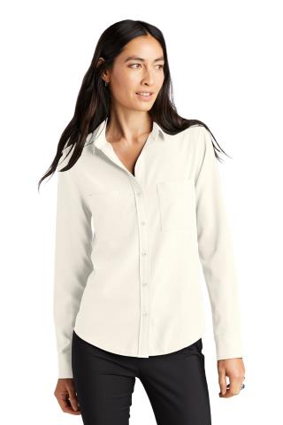 Women's Stretch Crepe Long Sleeve Camp Blouse